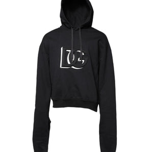 Dolce & Gabbana Black Embroidery Hooded Sweatshirt Sweater
