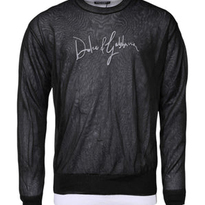 Dolce & Gabbana Black White Logo Knitted Pullover Sweater