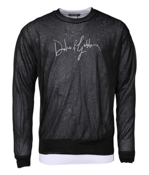 Dolce & Gabbana Black White Logo Knitted Pullover Sweater
