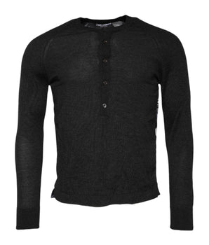 Dolce & Gabbana Black Printed Knitted Men Pullover Sweater