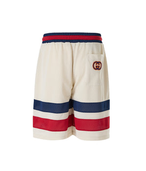 Gucci Cream Polyester Logo Shorts