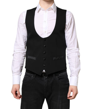Dolce &amp; Gabbana Black Wool Waistcoat Dress Formal Vest