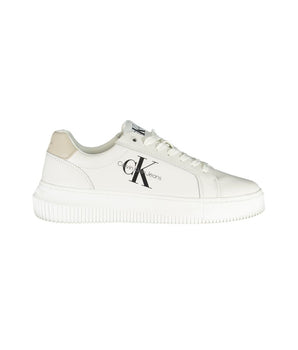 Calvin Klein Chic White Lace-Up Sneakers with Contrast Details