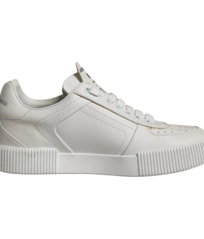 Dolce &amp; Gabbana White Miami Leather Low Top Sneakers Shoes