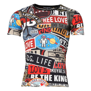 Camiseta de cuello redondo de algodón con patchwork multicolor de Dolce &amp; Gabbana