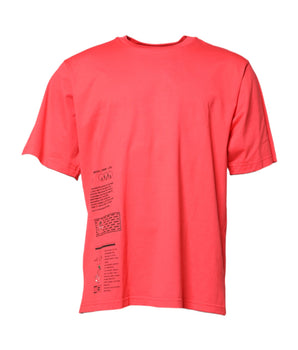 Dolce &amp; Gabbana Red Cotton Lettering Print Crew Neck T-shirt