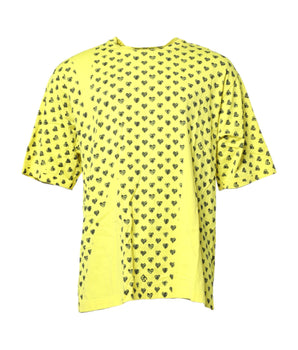 Dolce & Gabbana Yellow Cotton DG Heart Print Crew Neck T-shirt