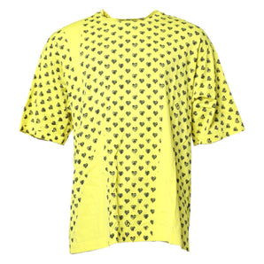 Camiseta de cuello redondo con estampado de corazón DG de algodón amarillo de Dolce &amp; Gabbana