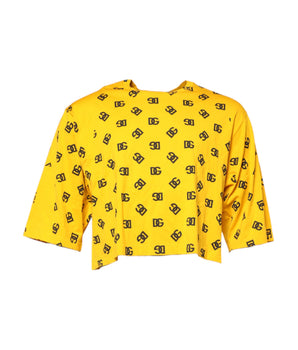 Dolce & Gabbana Yellow Cotton DG Logo Print Cropped T-shirt