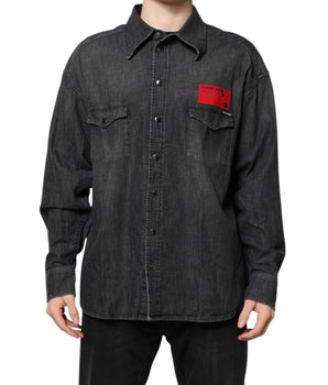 Dolce &amp; Gabbana Gray Long Sleeves Button Down Denim Shirt