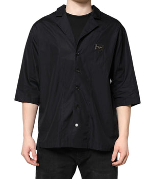 Dolce &amp; Gabbana Black Short Sleeves Button Down Casual Shirt