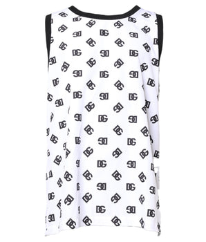 Dolce &amp; Gabbana White Polyester Sleeveless DG Logo T-shirt