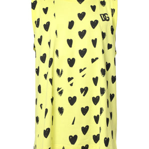 Camiseta sin mangas de algodón amarillo con corazón DG de Dolce &amp; Gabbana