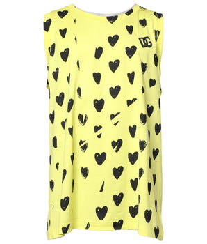 Dolce & Gabbana Yellow Cotton Sleeveless DG Heart T-shirt