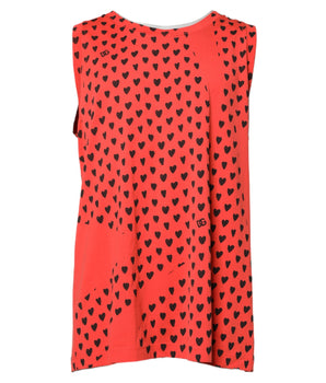 Dolce &amp; Gabbana Red Cotton Sleeveless DG Heart Logo T-shirt