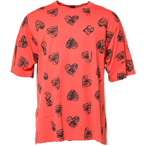 Camiseta de manga corta de algodón roja con logotipo de corazón DG de Dolce &amp; Gabbana
