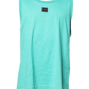 Camiseta verde sin mangas con cuello redondo y logotipo de Dolce &amp; Gabbana