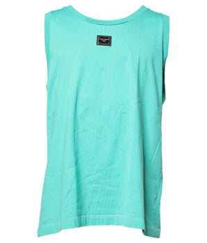 Dolce &amp; Gabbana Green Sleeveless Logo Round Neck T-shirt