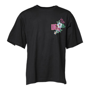 Camiseta de cuello redondo con estampado floral DG negra de Dolce &amp; Gabbana