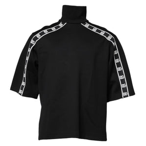 Camiseta de cuello alto con estampado DG de algodón negro de Dolce &amp; Gabbana