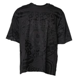 Camiseta de cuello redondo con logo de bandana de algodón negro de Dolce &amp; Gabbana