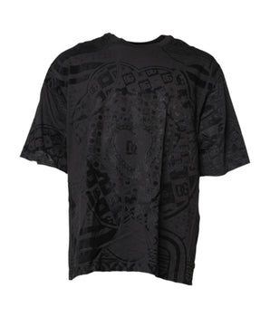 Dolce &amp; Gabbana Black Cotton Bandana Logo Crew Neck T-shirt