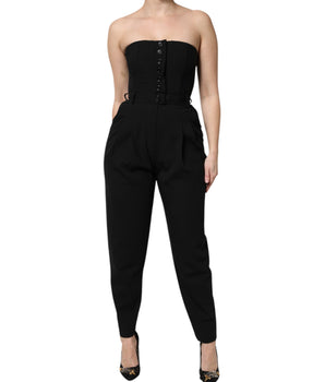 Dolce &amp; Gabbana Black Wool Strapless Romper Dress