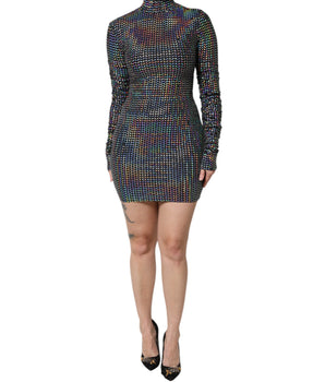 Vestido mini ajustado de nailon con adornos negros de Dolce &amp; Gabbana