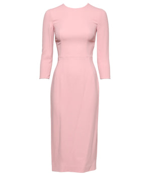 Vestido midi de viscosa rosa con mangas 3/4 de Dolce &amp; Gabbana