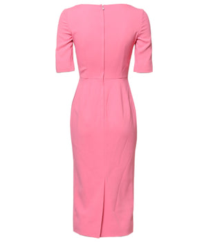 Vestido midi de manga corta en viscosa rosa de Dolce &amp; Gabbana