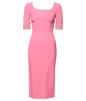 Vestido midi de manga corta en viscosa rosa de Dolce &amp; Gabbana