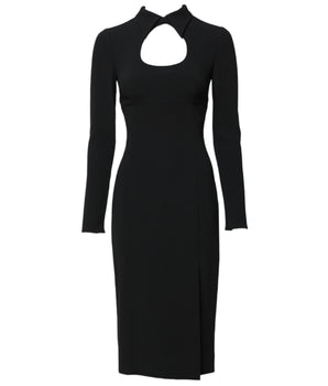 Vestido midi ajustado de manga larga en negro de Dolce &amp; Gabbana