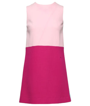 Vestido mini recto sin mangas de lana rosa y azul de Dolce &amp; Gabbana