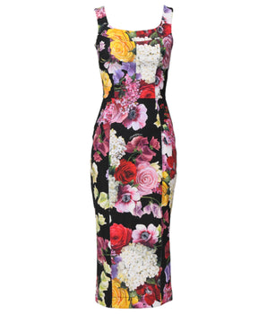 Vestido tubo con patchwork Ortensia multicolor de Dolce &amp; Gabbana