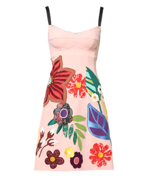 Vestido mini con tirantes finos y estampado floral rosa de Dolce &amp; Gabbana