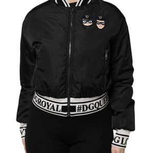 Dolce & Gabbana Black Nylon #DGFamily Full Zip Bomber Jacket