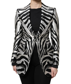 Chaqueta blazer Dolce &amp; Gabbana de poliéster blanco y negro para mujer