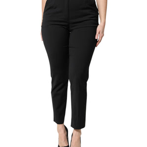 Dolce & Gabbana Black Polyester High Waist Slim Pants