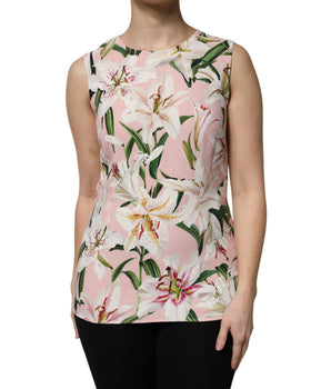 Top de tirantes con cuello redondo y estampado floral multicolor de Dolce &amp; Gabbana