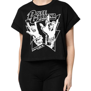 Dolce & Gabbana Black Cotton Printed Short Sleeves T-shirt