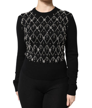 Top de manga larga con adornos de cachemira negra de Dolce &amp; Gabbana