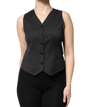 Top sin mangas con botones y rayas negras de Dolce &amp; Gabbana