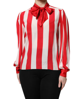 Blusa con cuello Ascot y rayas rojas y blancas de Dolce &amp; Gabbana