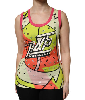 Top con adornos de cristal y estampado multicolor de Dolce &amp; Gabbana
