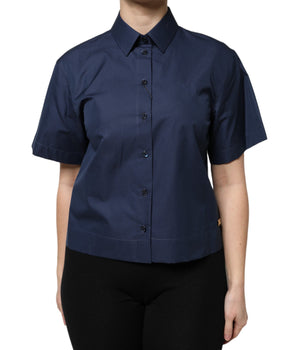 Top de algodón azul de manga corta con botones de Dolce &amp; Gabbana