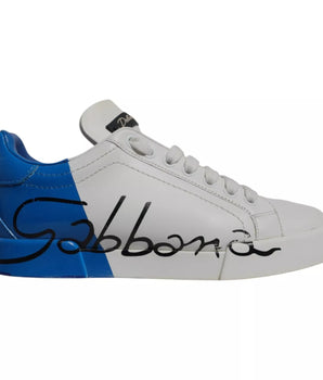 Zapatillas deportivas Portofino con logo azul y blanco de Dolce &amp; Gabbana