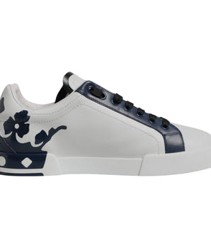 Dolce &amp; Gabbana White Blue Crown Low Top Men Sneakers Shoes