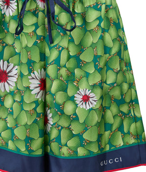 Gucci green floral printed silk shorts
