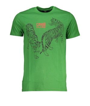 Cavalli Class Green Cotton T-Shirt