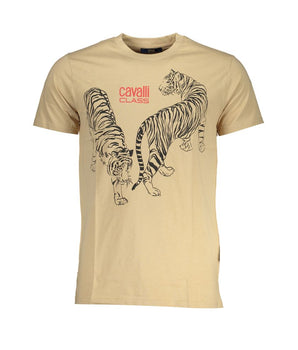 Cavalli Class Beige Cotton T-Shirt